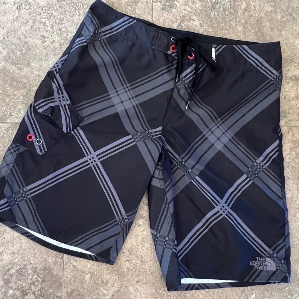 The North Face Black Gray Print Swimwear Board Shorts, Men's 36